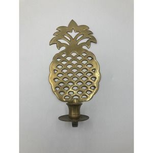 Vintage Solid Brass Pineapple Wall Sconce Candle Holder Retro Boho